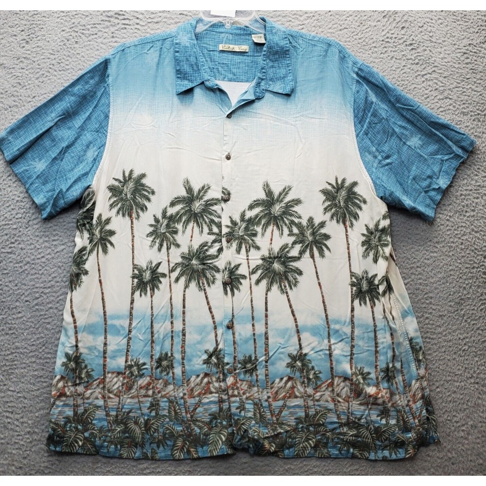 Batik Bay Hawaiian Shirt Mens‎ 3XLT Multi Palm Tree Print Long Sleeve Button Up